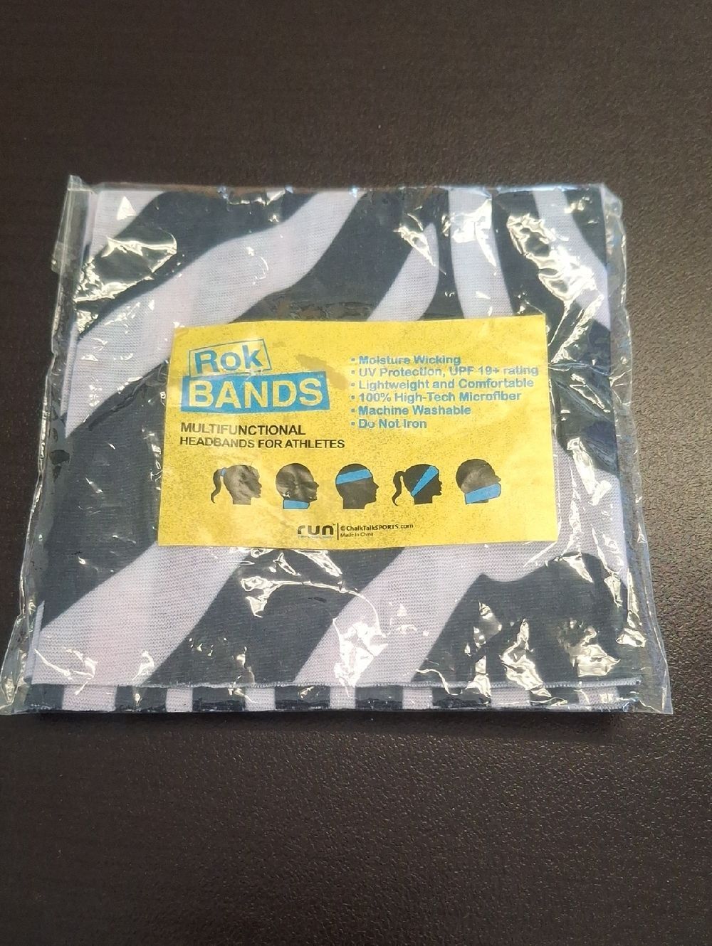Rok Bands Multifunctional Headband - Black & White Stripe new